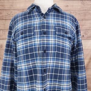 LL BEAN TRADITIONAL FIT FLEECE LINED FLANNEL BUTTON DOWN SHIRT MENS‎ SZ XL WARM